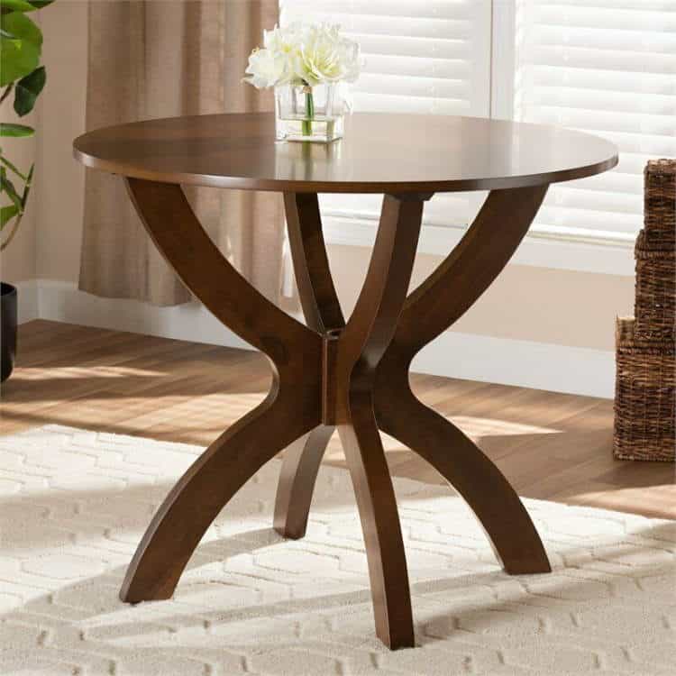 Baxton Studio Tilde Walnut Finished 35-Inch-Wide Round Wood Dining Table
