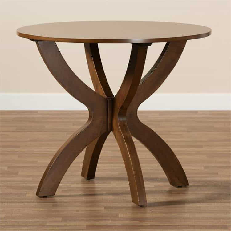 Baxton Studio Tilde Walnut Finished 35-Inch-Wide Round Wood Dining Table