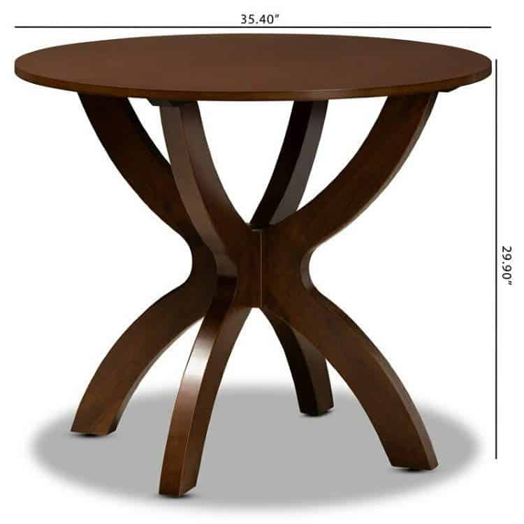 Baxton Studio Tilde Walnut Finished 35-Inch-Wide Round Wood Dining Table