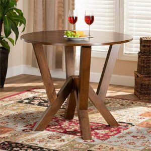 Baxton Studio Irene 35-Inch-Wide Round Wood Dining Table Walnut Finished