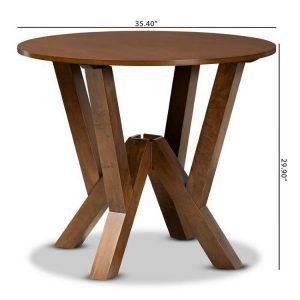 Baxton Studio Irene 35-Inch-Wide Round Wood Dining Table Walnut Finished