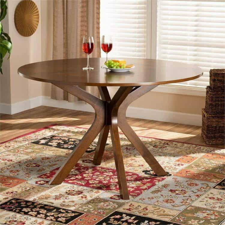 Baxton Studio Kenji Walnut Finished 48-Inch-Wide Round Wood Dining Table