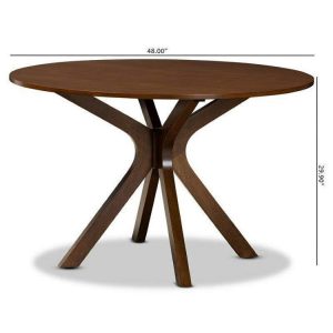 Baxton Studio Kenji Walnut Finished 48-Inch-Wide Round Wood Dining Table
