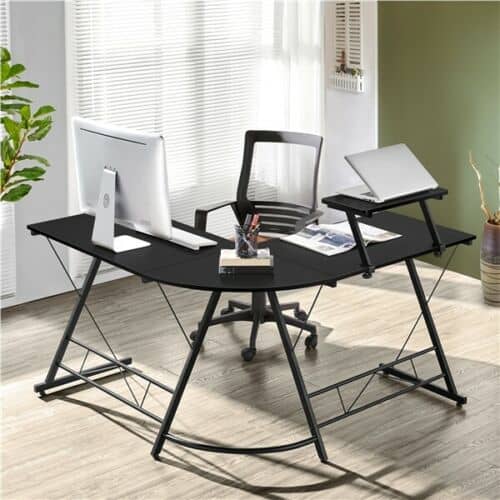 Topeakmart L-Shaped Home Office Corner Desk for Gaming, Writing, or Working Table