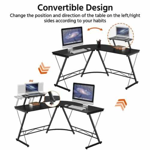 Topeakmart L-Shaped Home Office Corner Desk for Gaming, Writing, or Working Table
