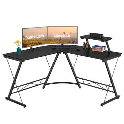 Topeakmart L-Shaped Home Office Corner Desk for Gaming, Writing, or Working Table