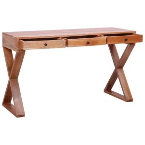 vidaXL Solid Natural Mahogany Wood Computer Minimalist Work Desk