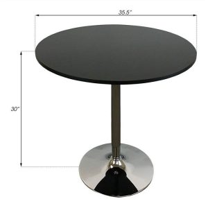 Pemberly Row Round Black Modern Wood Dining Table