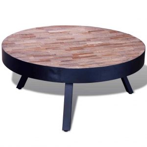 vidaXL Teak Round Reclaimed Wood Living Room Coffee Table