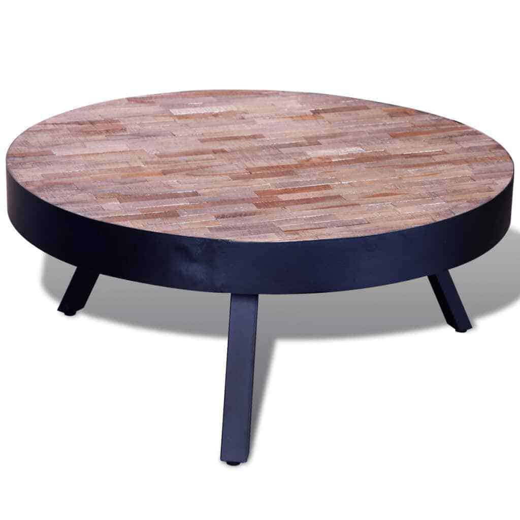 vidaXL Teak Round Reclaimed Wood Living Room Coffee Table