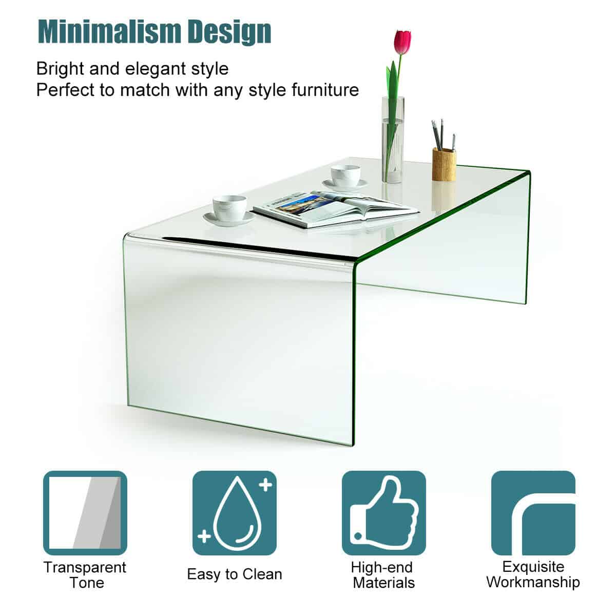 Tempered Glass Living Room Coffee Table