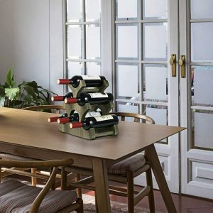 6-Bottle Rustic Wood Free-Standing Wine Rack