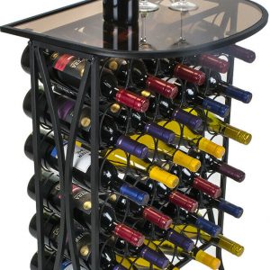 30-Bottle Iron Wine Rack with Glass Table-Top