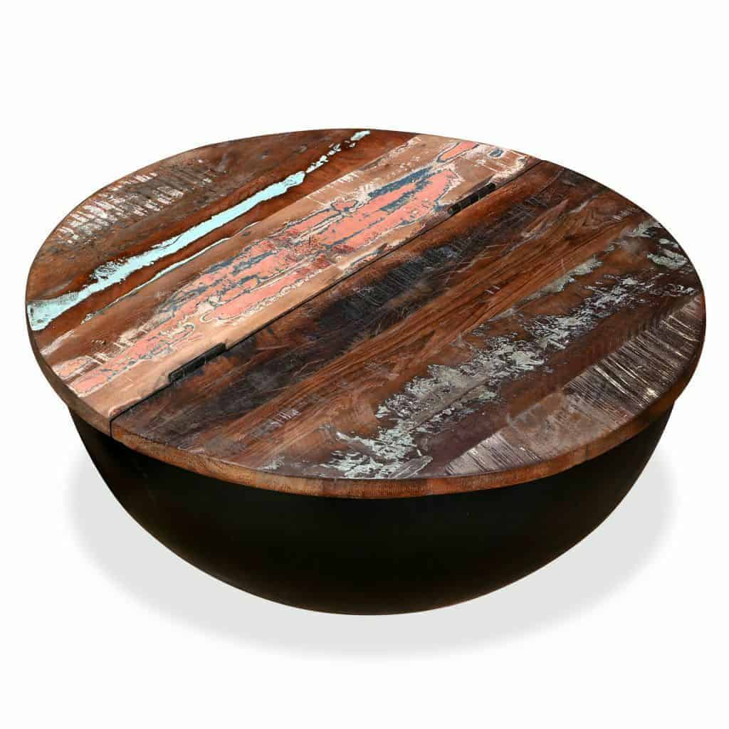 Solid Reclaimed Wood Bowl-Shaped Coffee Table