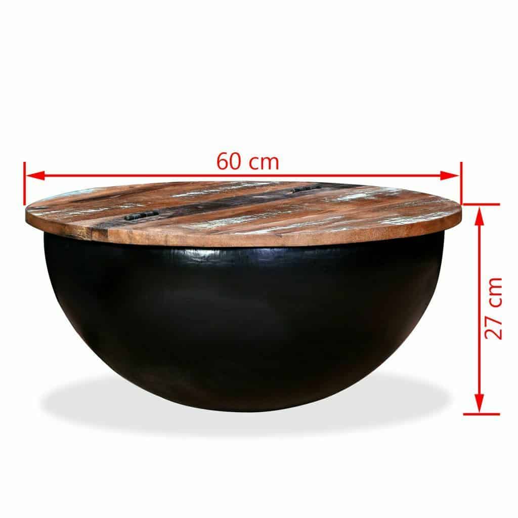 Solid Reclaimed Wood Bowl-Shaped Coffee Table