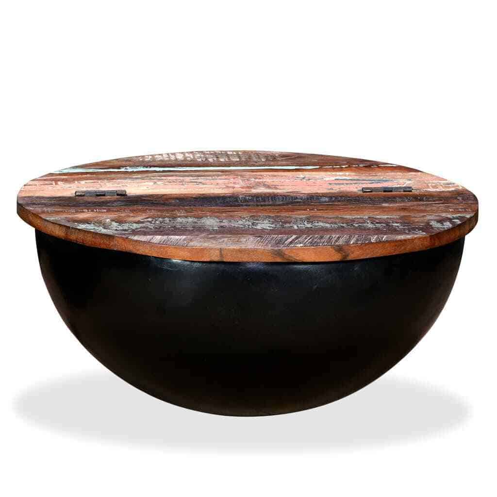Solid Reclaimed Wood Bowl-Shaped Coffee Table