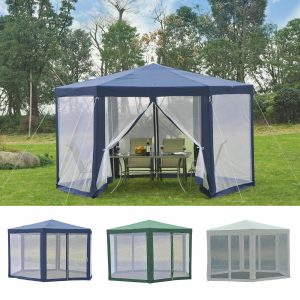Hexagonal Patio Outdoor Gazebo Canopy w/ Mosquito Net