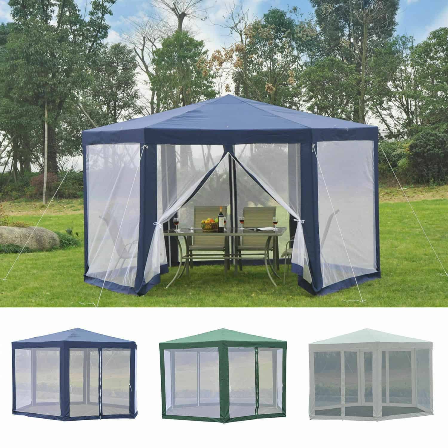 Hexagonal Patio Outdoor Gazebo Canopy w/ Mosquito Net