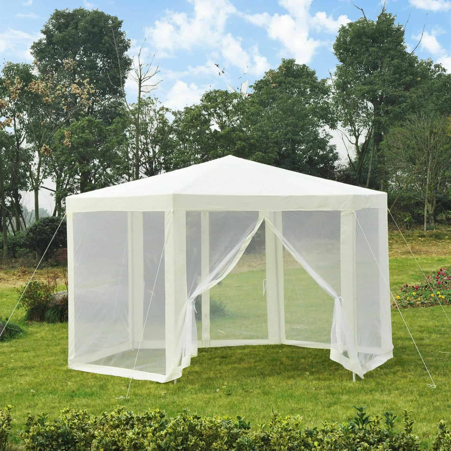 Hexagonal Patio Outdoor Gazebo Canopy w/ Mosquito Net