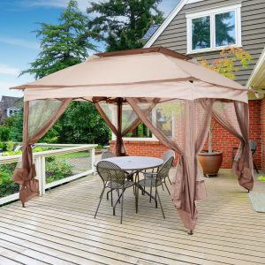 Outsunny 11'x11' Outdoor 2-Tier Easy Folding Portable Gazebo (With Netting)