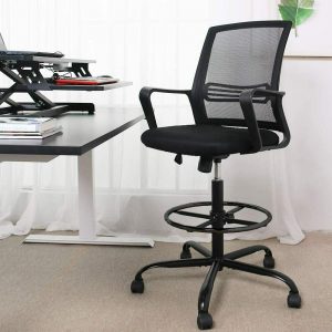 Smugchair Tall Black Adjustable Drafting Chair w/ Footrest