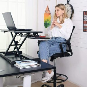 Smugchair Tall Black Adjustable Drafting Chair w/ Footrest