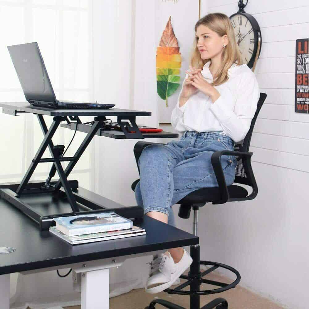 Smugchair Tall Black Adjustable Drafting Chair w/ Footrest