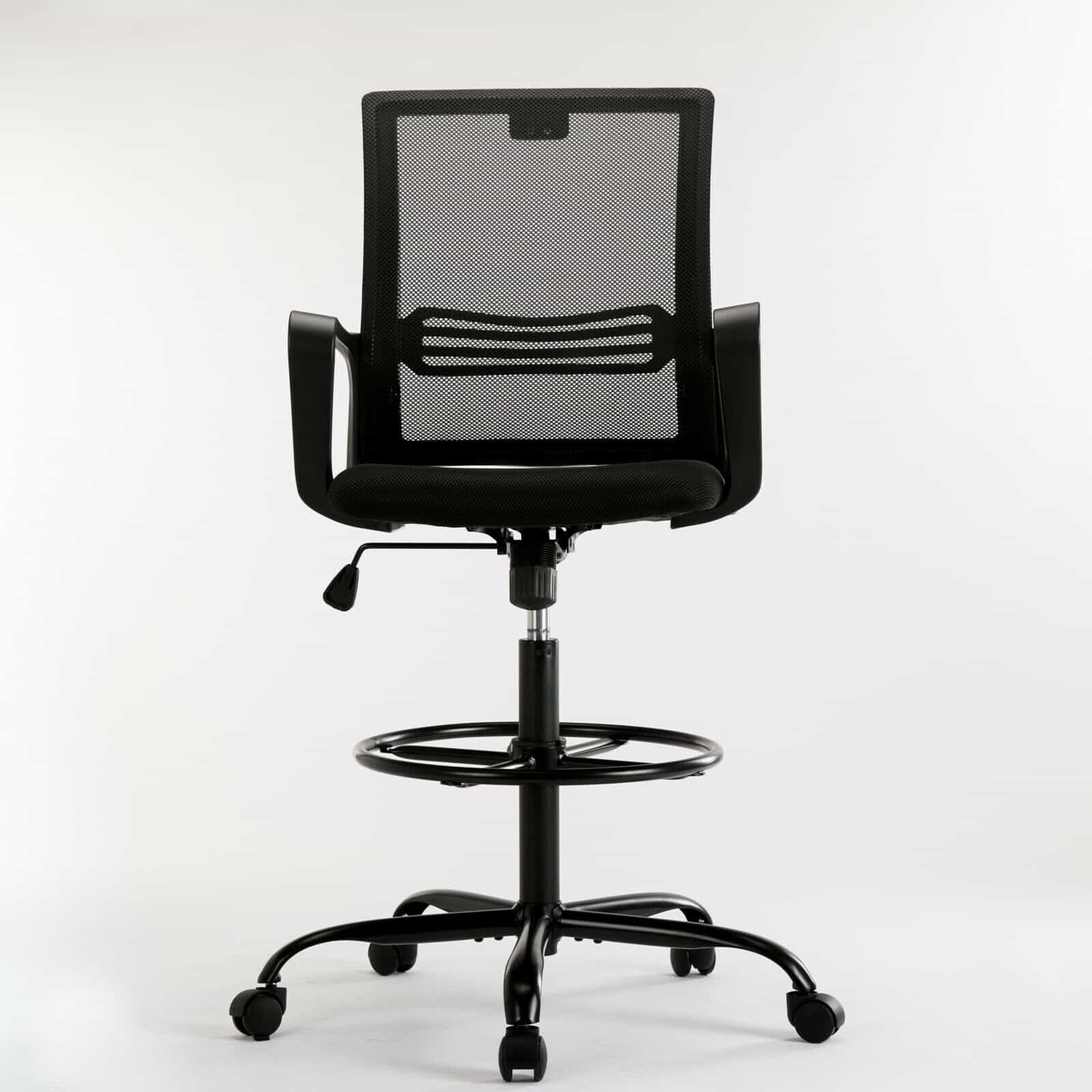 Smugchair Tall Black Adjustable Drafting Chair w/ Footrest