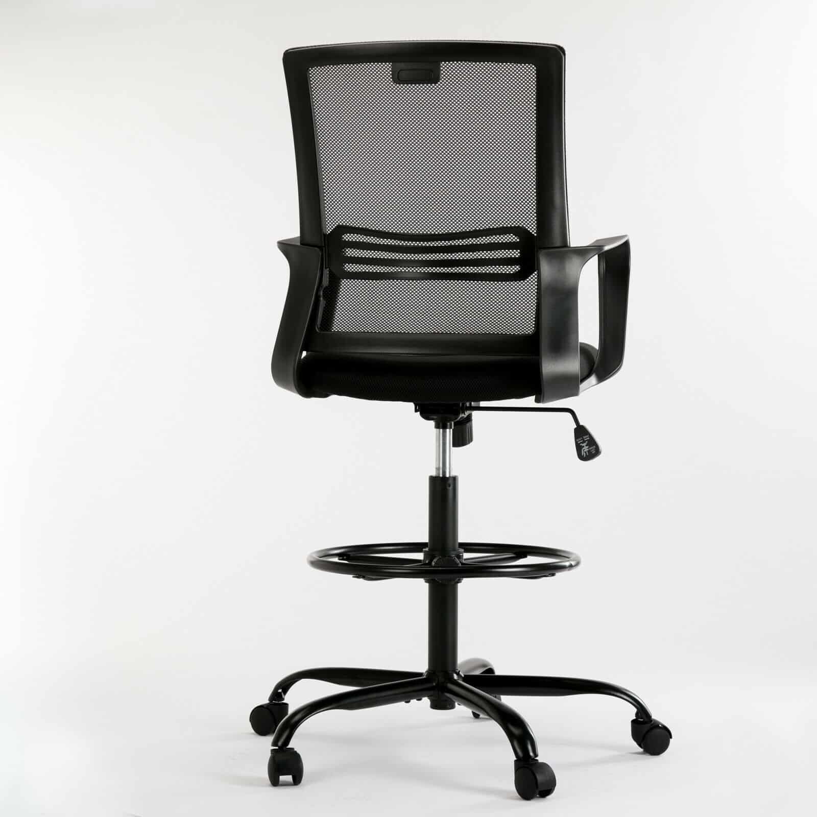 Smugchair Tall Black Adjustable Drafting Chair w/ Footrest