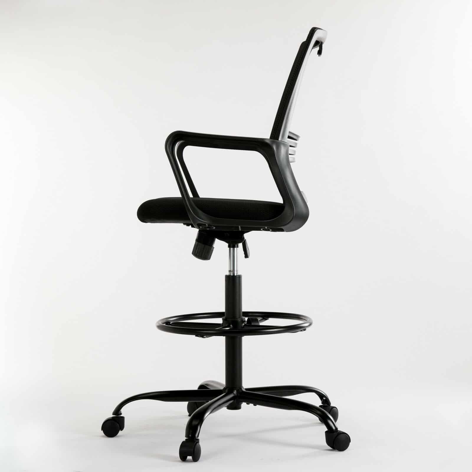 Smugchair Tall Black Adjustable Drafting Chair w/ Footrest