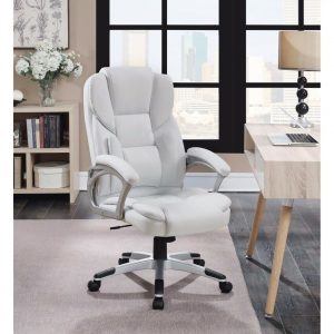 Saltoro Sherpi White Leather Contemporary Executive Executive Chair,