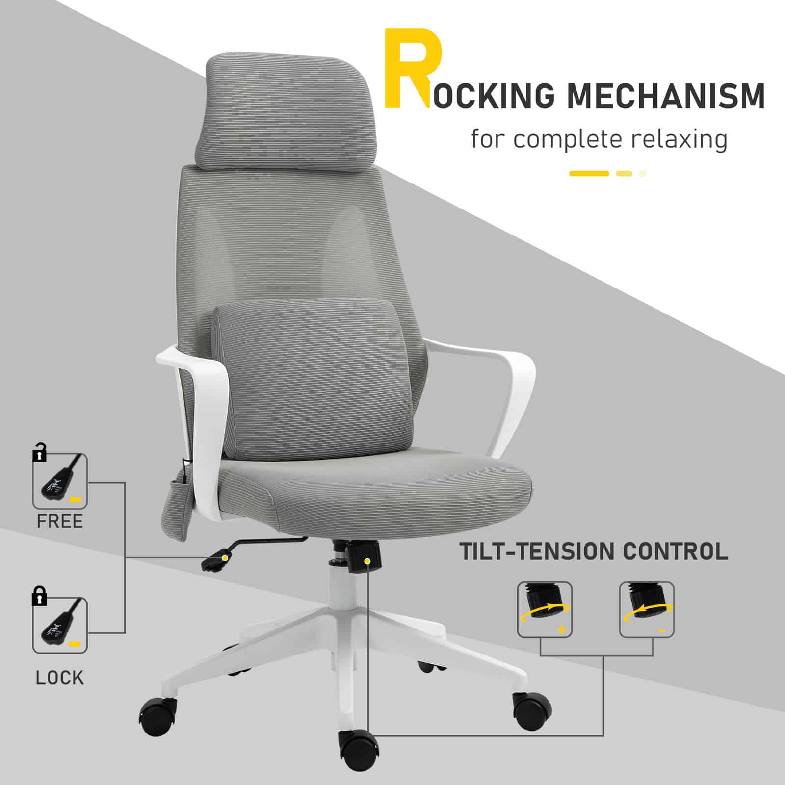 Vinsetto Office Swivel Chair w/ Massage Cushion