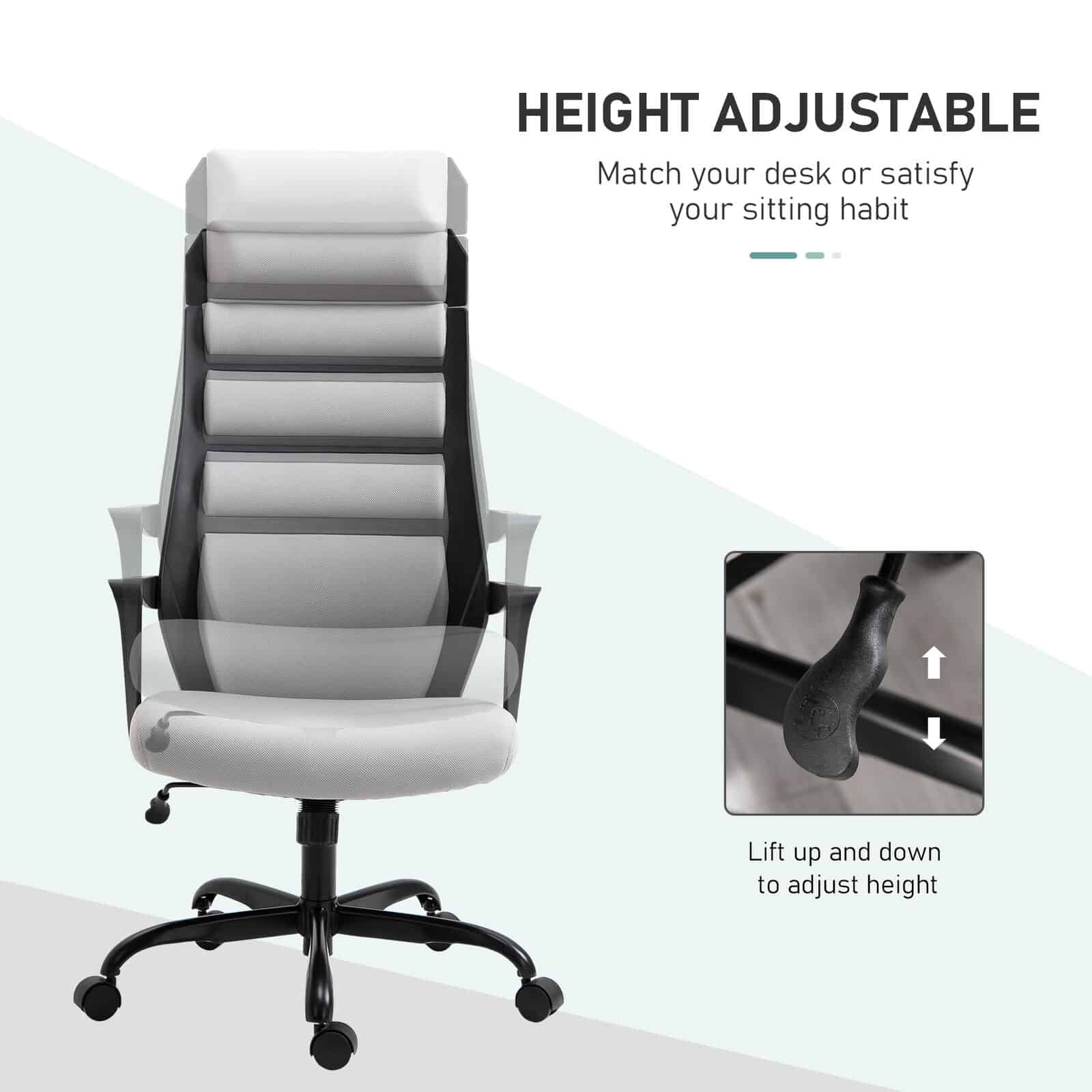 Vinsetto High-Back Home Office Desk Chair with Spandex Fabric