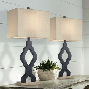 Set of 2 Classic Moroccan Black Modern Table Lamps