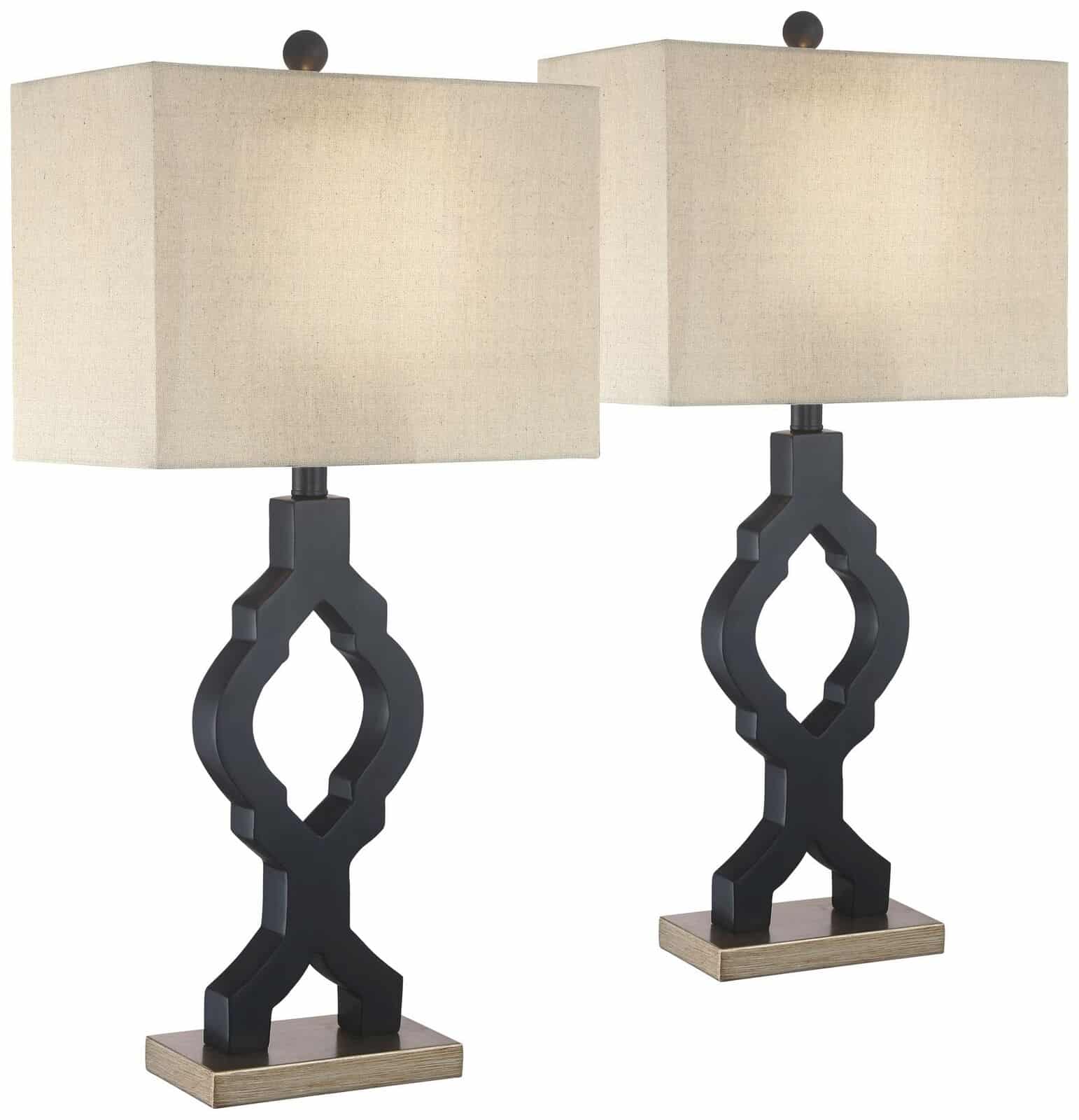 Set of 2 Classic Moroccan Black Modern Table Lamps