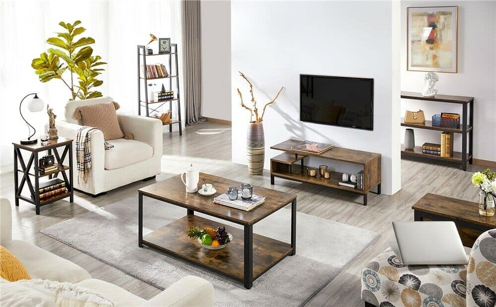 3-Tier Rustic Living Room Side Table