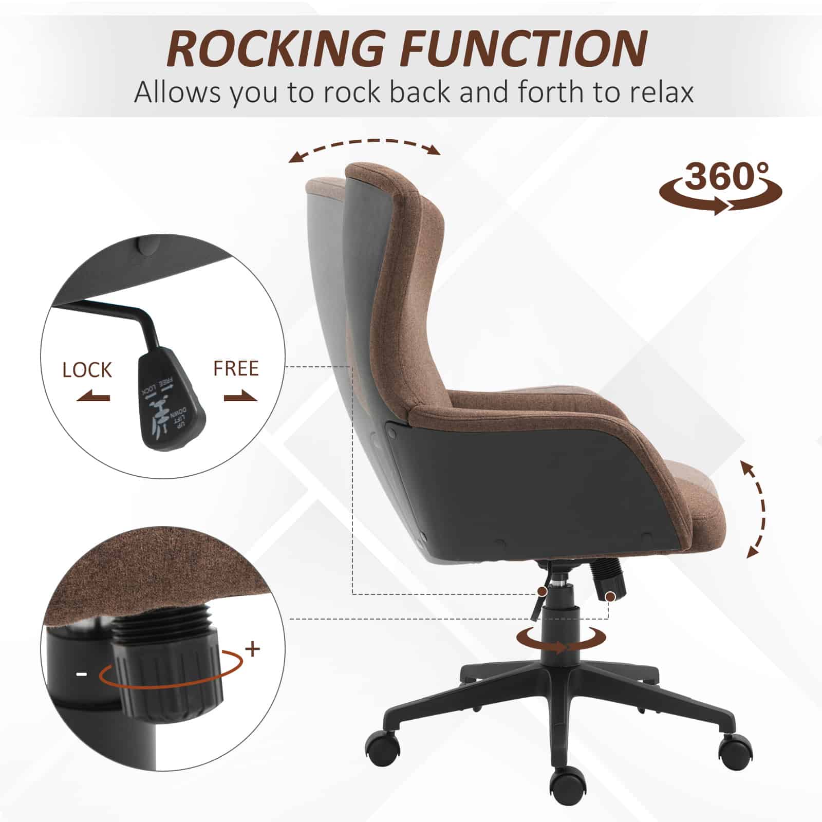 Vinsetto Ergonomic Rolling Office Desk & Computer Chair