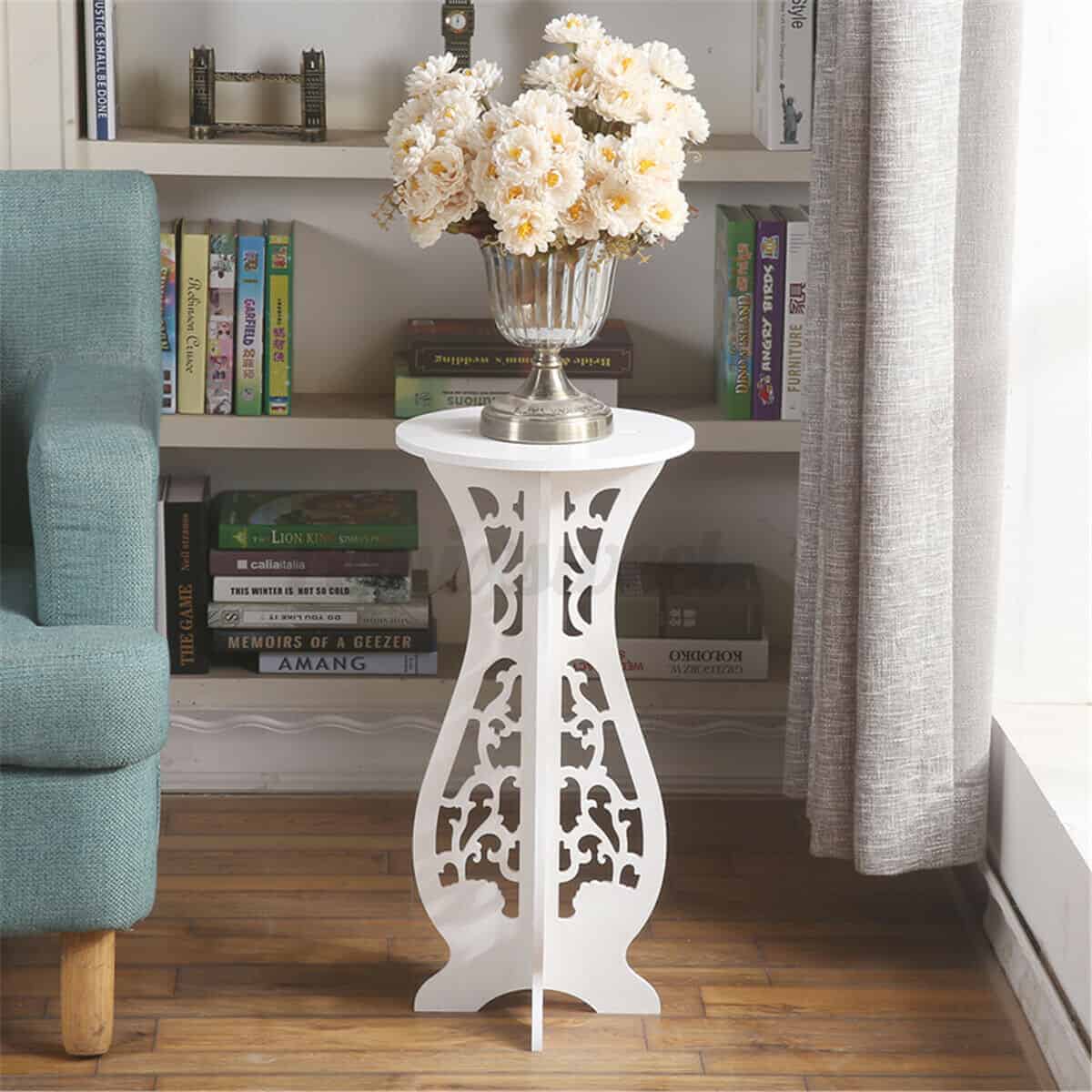 Round White WPC Outdoor/Indoor End Table