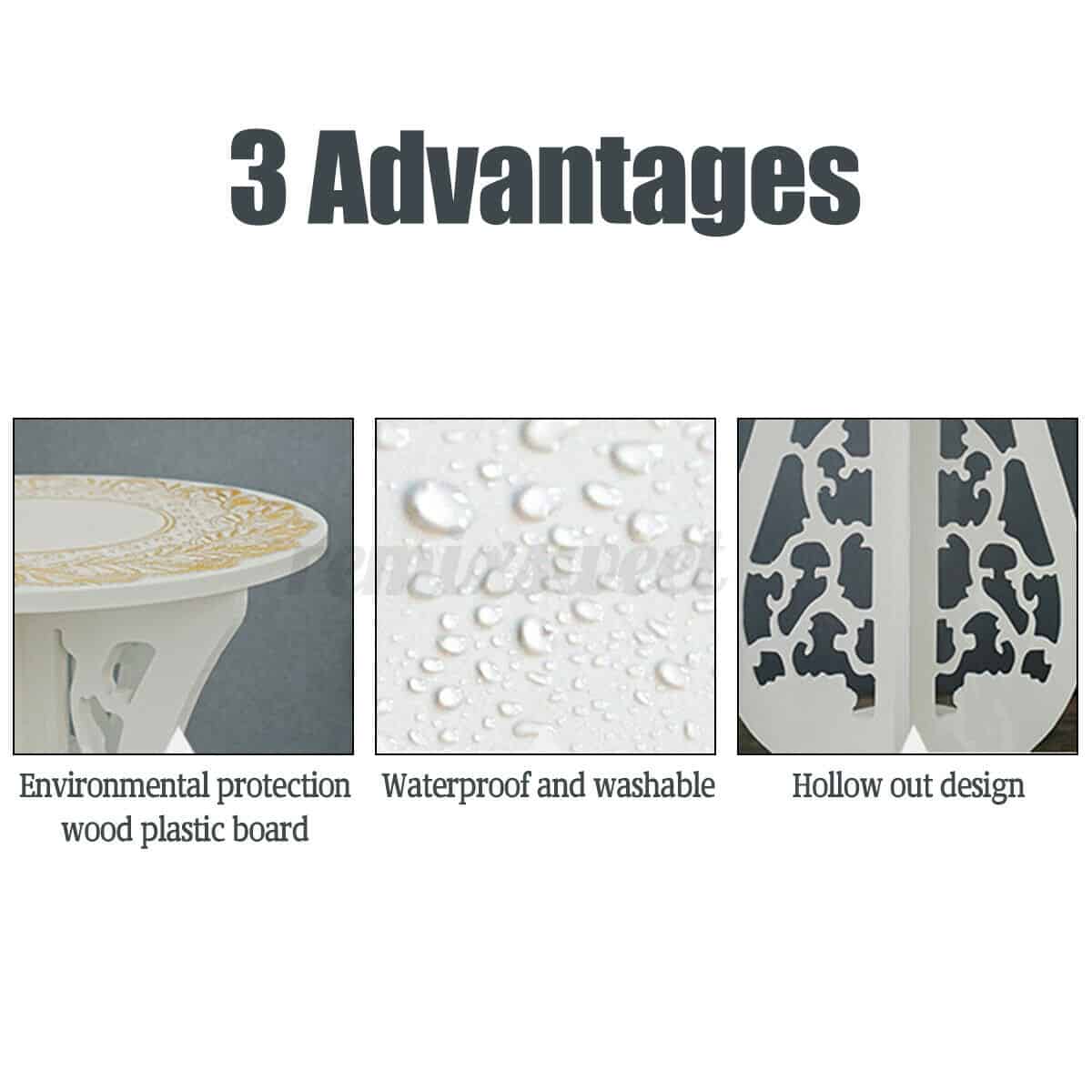 Round White WPC Outdoor/Indoor End Table