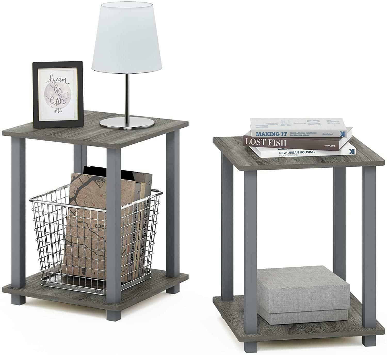 Set Of 2 Composite Wood Nightstand End Tables