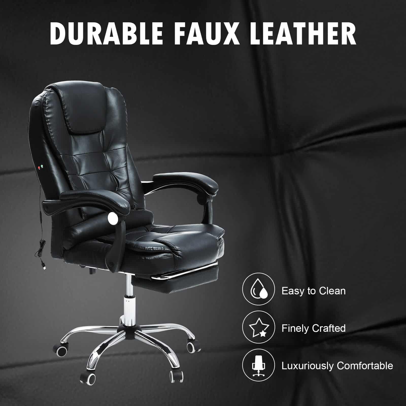 Black Executive Massage Reclining Office Chair