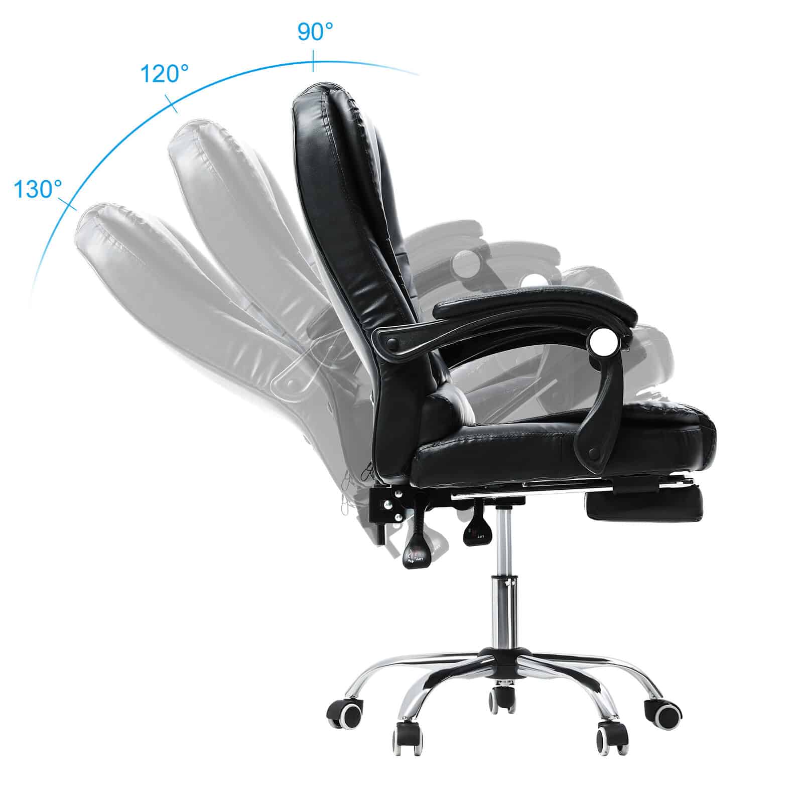 Black Executive Massage Reclining Office Chair