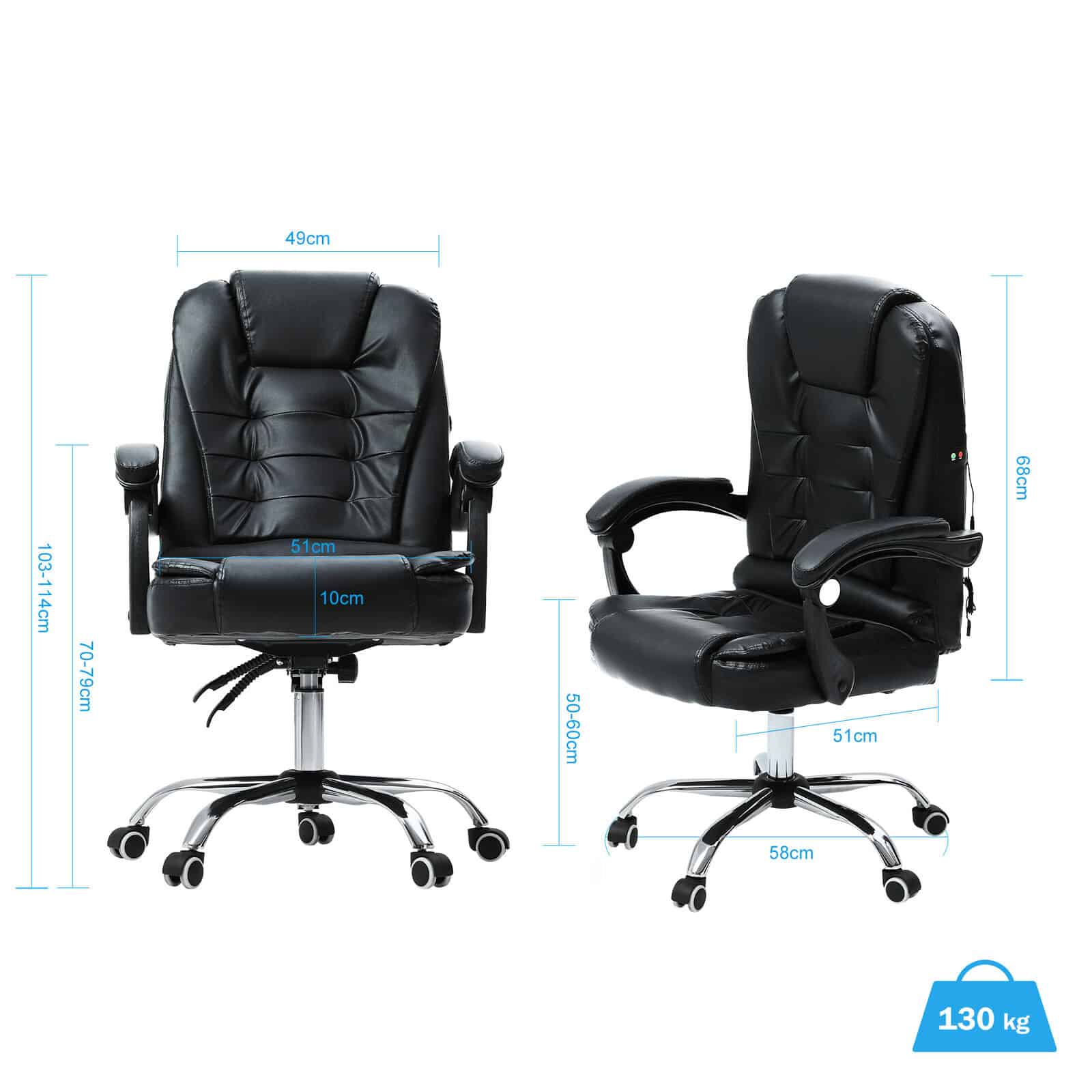Black Executive Massage Reclining Office Chair
