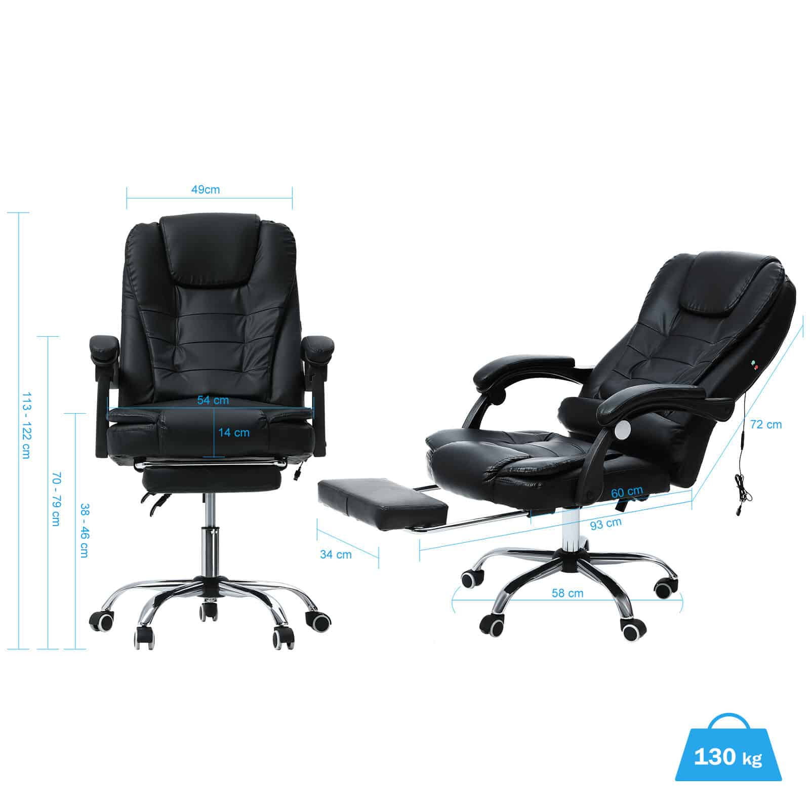 Black Executive Massage Reclining Office Chair