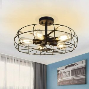 5 Light Industrial-Style Hanging Ceiling Cage Pendant