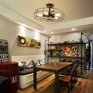5 Light Industrial-Style Hanging Ceiling Cage Pendant