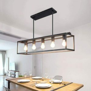 Industrial Linear 5-Light Caged Ceiling Light / Pendant