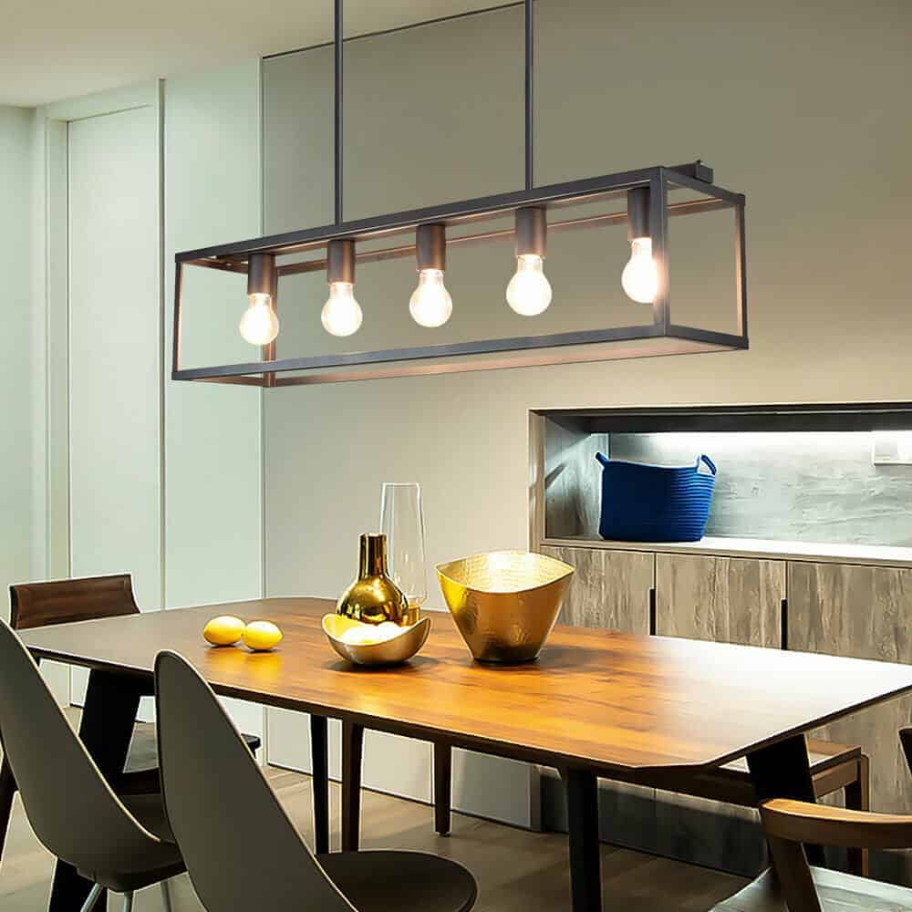 Industrial Linear 5-Light Caged Ceiling Light / Pendant