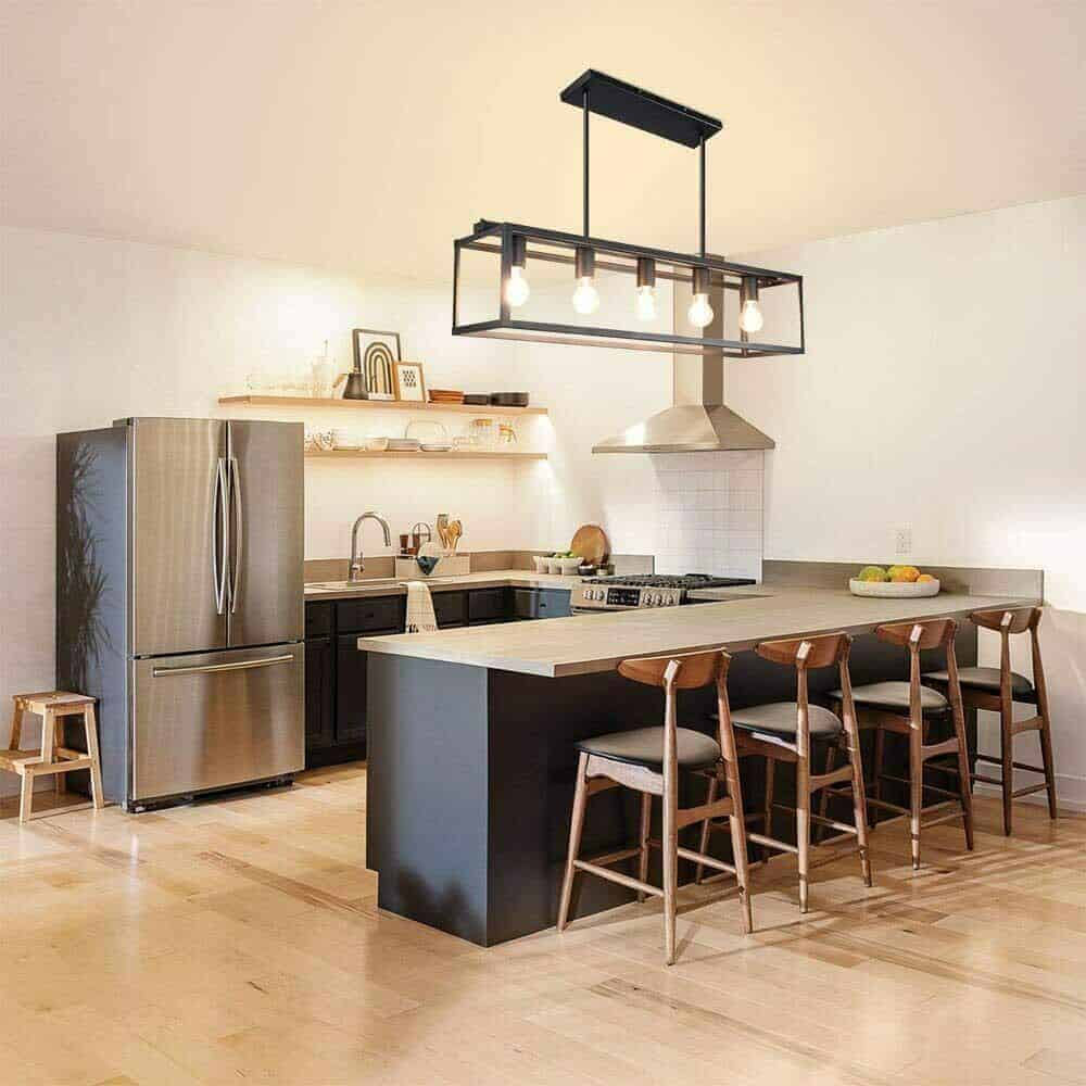 Industrial Linear 5-Light Caged Ceiling Light / Pendant