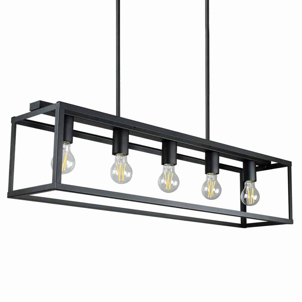 Industrial Linear 5-Light Caged Ceiling Light / Pendant